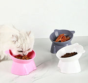 フードボウル ペット用 猫用 犬用 餌皿 食べやすい エサ皿 食器 傾斜 斜め 背の高いボウル 高さがある プラスチック かわいい おしゃれ 猫型 ネコ型