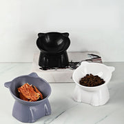 フードボウル ペット用 猫用 犬用 餌皿 食べやすい エサ皿 食器 傾斜 斜め 背の高いボウル 高さがある プラスチック かわいい おしゃれ 猫型 ネコ型