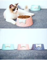 ペット用フードボウル ペット用フードボール ペット用食器 猫 ネコ 小型犬 イヌ 小動物用 ペットグッズ ペット用品 深め 丸形 ラウンド 円形 リボン 無地 グレー ピンク グリーン シンプル カジュアル フェミニン ガーリー 可愛い キュート おしゃれ