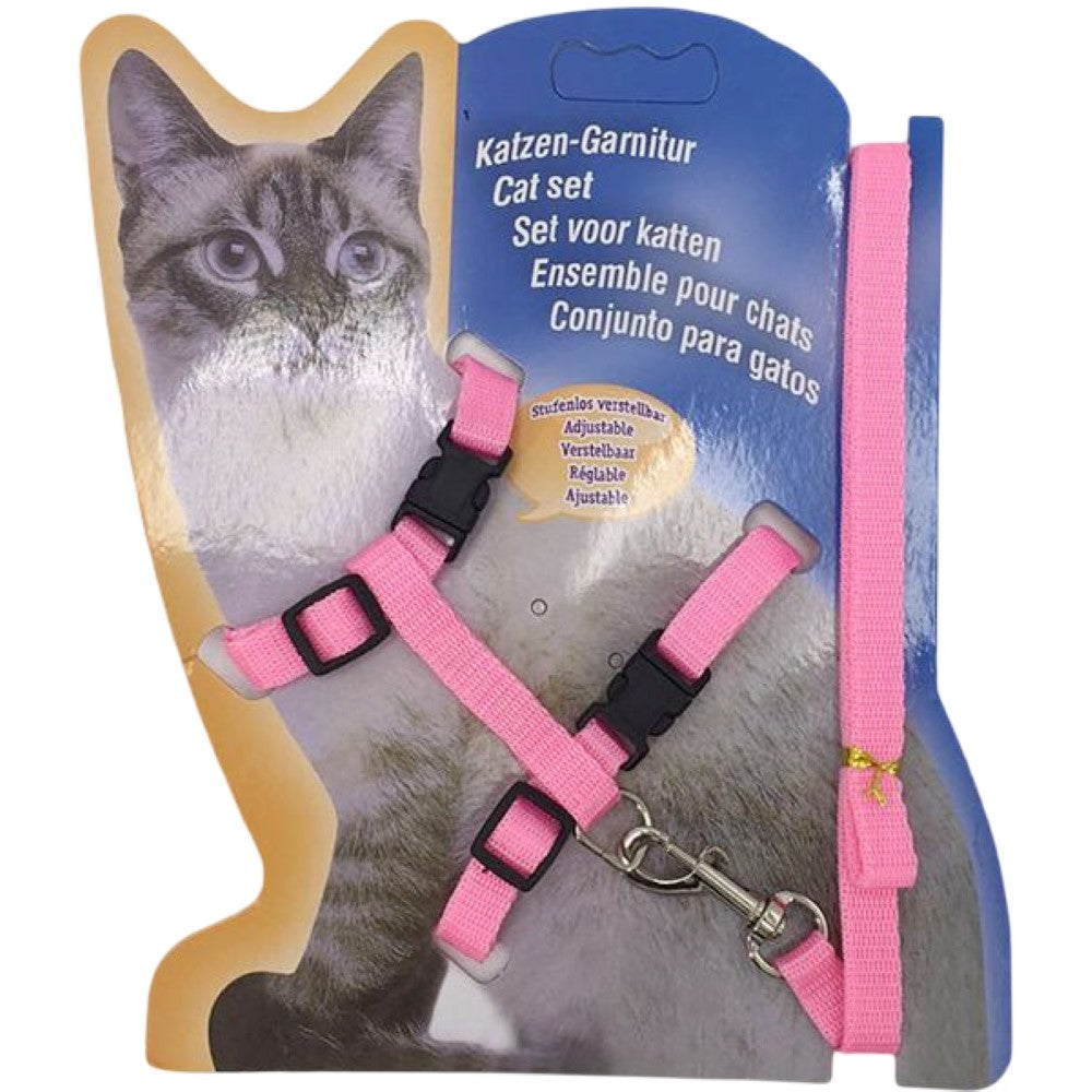 リード ハーネス 2点セット 猫用 ペットグッズ ペット用品 ピンク バリエーション画像