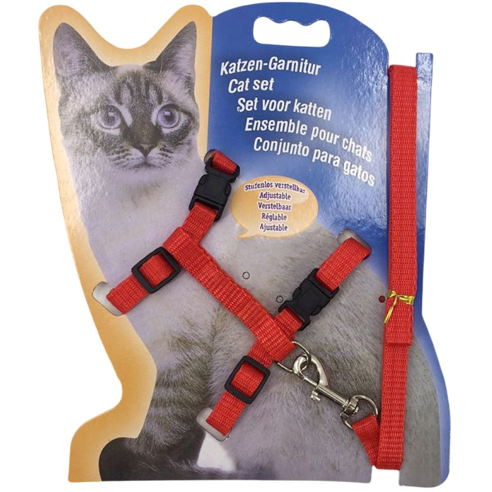 リード ハーネス 2点セット 猫用 ペットグッズ ペット用品 レッド バリエーション画像