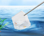 フィッシュネット S L 鑑賞魚用 すくい網 チェーン付き アクアリウム用品 水槽掃除 水替え ゴミ除去 移動 お手入れ 熱帯魚 金魚 魚網 伸縮 四角形 円形 丸型 スクエア ラウンド ホワイト 白