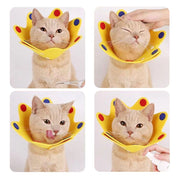エリザベスカラー 猫 ネコ 小型犬 イヌ 小動物用 ペットグッズ ペット用品 ペット雑貨 王冠型 クラウン型 スナップボタン 裁断可能 サイズ調整可能 噛みつき防止 毛づくろい防止 イエロー ピンク グレー 可愛い キュート おしゃれ
