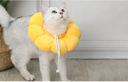 エリザベスカラー ペット用品 猫用 犬用 ドーナツ型 傷舐め防止 傷口保護 術後 ケア 介護 皮膚病 調節可能 柔らかい ソフト クッション ひまわり 花 フラワー かわいい おしゃれ 紐付き 引っ掻き防止 ネコ イヌ キャット ドッグ イエロー
