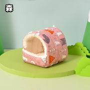 小動物用ハウス ハンモック 小型ペット用 寝具 寝床 寝袋 ベッド もこもこ ボア フリース 秋 冬 春 あったか ハムスター デグー リス ふわふわ おしゃれ かわいい 吊り下げループ付き 隠れ家 遊び場 ペット用品  フワフワ