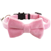 猫用首輪 ネコ用 ペット用品 セーフティーバックル リボン 蝶ネクタイ 鈴付き おしゃれ かわいい ねこ キャット カラー 無地 単色 ベロア調 チョーカー お出かけ おめかし ペットグッズ