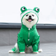 ドッグウェア ペットウェア レインコート 雨具 犬の服 犬服 洋服 ペット用品 反射テープ付き 袖あり 前開き スナップボタン フード付き 恐竜 カエル 雨の日 お散歩 お出かけ おしゃれ いぬ 小型犬