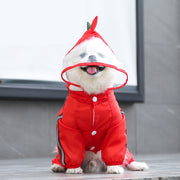 ドッグウェア ペットウェア レインコート 雨具 犬の服 犬服 洋服 ペット用品 反射テープ付き 袖あり 前開き スナップボタン フード付き 恐竜 カエル 雨の日 お散歩 お出かけ おしゃれ いぬ 小型犬
