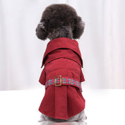 ペットウェア ドッグウェア コート トレンチコート 犬服 小型犬 中型犬 前開き スナップボタン ベルト 防寒 春 秋 冬 袖あり 探偵コス ハロウィン 衣装 散歩 お出かけ おしゃれ かわいい キュート いぬ イヌ ペット用 洋服
