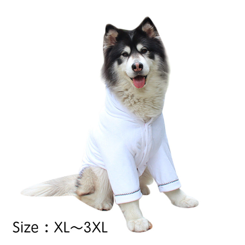 バスローブ ガウン ペット用品 犬用 白 フード付き ペットウェア 吸水 体拭き シャワー お風呂 水遊び 水浴び 可愛い インスタ映え ギフト プレゼント ワンちゃん イヌ ドッグ ホワイト
