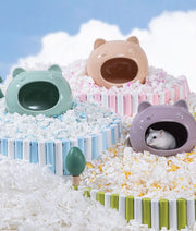 ハムスターハウス 小動物用 ペット用品 陶器 セラミック製 お家 小屋 寝床 隠れ家 猫耳 可愛い ひんやり涼しい 夏の暑さ対策