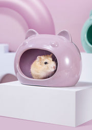 ハムスターハウス 小動物用 ペット用品 陶器 セラミック製 お家 小屋 寝床 隠れ家 猫耳 可愛い ひんやり涼しい 夏の暑さ対策