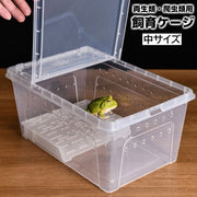 飼育ケージ 飼育ケース 両生類用 爬虫類用 クリアケース プラケース 透明 カメ 亀 カエル 水槽 浮島 日向ぼっこ台 テラス 陸地 長方形 シンプル 通気口 ペット用品