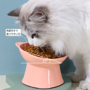 ペット用食器 フードボウル 猫用 犬用 餌入れ 水入れ ネコ型 猫耳 ウォーターボウル 餌皿 エサ入れ 高さがある 傾斜 角度付き 食べやすい ペット用品 ネコ用 イヌ用 可愛い