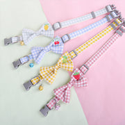 首輪 カラー 鈴付き ペット用 犬用 猫用 蝶ネクタイ風 リボン ギンガムチェック柄 フルーツ 刺繍 おしゃれ かわいい お散歩 お出かけ いぬ イヌ ねこ ネコ ペットグッズ