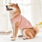 ペットウェア ベスト 犬用 猫用 ペット用 犬服 袖なし ノースリーブ 背中開き 後ろ開き ボア もこもこ ワッペン おしゃれ 無地 可愛い 防寒 あったか スナップボタン お散歩
