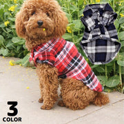 ドッグウェア 犬服 シャツ ペット 小型犬 猫 洋服 トップス 半袖 前開き チェック柄 おしゃれ カジュアル スナップボタン 着脱簡単