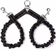 2頭引きリード ダブルリード 犬用 ペット用品 多頭用リード 多頭飼い 複数飼い 2匹 二股 シンプル 無地 ステッチ入り 散歩ひも お散歩グッズ おでかけ 外出 ペットグッズ いぬ イヌ 黒 赤 青