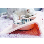 ペット用フードボウル ペット用食器 食器ダイセット 2皿 猫用 犬用 ペット用品 えさ皿 水入れ エサ置き 食器固定 傾斜