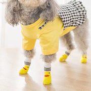 犬用靴下 4枚セット 1足分 ペット用 ソックス くつ下 滑り止め付き 保護 寒さ対策 かわいい キュート 小型犬 イヌ 猫用 アヒル クマ パンダ カエル ウサギ 冷房対策 冷え対策