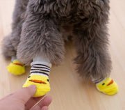 犬用靴下 4枚セット 1足分 ペット用 ソックス くつ下 滑り止め付き 保護 寒さ対策 かわいい キュート 小型犬 イヌ 猫用 アヒル クマ パンダ カエル ウサギ 冷房対策 冷え対策