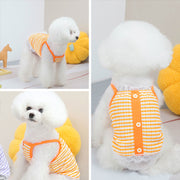 ペットウェア キャミソール 犬服 猫服 ドッグ キャット ノースリーブ プルオーバー チェック柄 レース ボタン かわいい おしゃれ パステルカラー デイリー 普段使い お散歩 お出かけ 洋服 イヌ ネコ オレンジ ブルー パープル グリーン