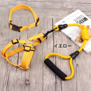 ハーネス リード 首輪 カラー 3点セット ペット用 犬 猫 超小型 中型 ドッグウェア お散歩グッズ 胴輪 胸当て リーシュ 散歩紐 牽引紐 引き縄 ワンタッチバックル 着脱簡単 持ち手クッション ソフト フィット フック ホルダー サイズ調節可能 シンプル かわいい おしゃれ いぬ イヌ DOG ねこ ネコ キャット お出かけ 外出 外遊び 公園 アウトドア 春 夏 秋 冬