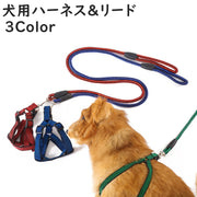 ハーネス リード 2点セット 犬 イヌ ペットグッズ ペット用品 お散歩グッズ 長さ調節可能 ワンタッチバックル 丸紐 Dカン かわいい キュート カジュアル