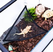 ハンモック 小動物用 ペット用品 爬虫類 トカゲ ヘビ ベッド 吊り下げ 三角 トライアングル型 吸盤式 メッシュ 取り付け簡単