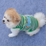 ペット用 犬猫兼用 タンクトップ 犬の服 ノースリーブ 袖なし カットソー 洋服 ボーダー柄 英字 プリント おしゃれ 可愛い かわいい ドッグウェア ドッグウエア 超小型犬 小型犬 犬用 イヌ用 いぬ用 猫用 ネコ用 ねこ用 英語 アルファベット 赤 緑 黄色