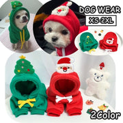 ドッグウエア クリスマス サンタ ツリー ペット服 パーカー キャットウエア 犬用 猫用 袖あり フーディ 犬 猫 秋冬 防寒 あったか 暖かい レッド グリーン