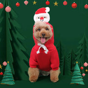 ドッグウエア クリスマス サンタ ツリー ペット服 パーカー キャットウエア 犬用 猫用 袖あり フーディ 犬 猫 秋冬 防寒 あったか 暖かい レッド グリーン