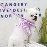 ベスト リード ２点セット 犬用 猫用 小型犬 ペットウェア ドッグウェア ペット用品 フリル 花柄 フラワー レース マジック テープ お出かけ お散歩 かわいい おしゃれ