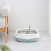 ネコ用トイレ スコップ付き 本体 容器 リターボックス 猫砂入れ 猫用具 ペット用品 飛び散り防止 カバー トイレ用シャベル トイレタリーグッズ トレータイプ 上下分離式 大きめ 広い ゆったり 取り外し 猫グッズ
