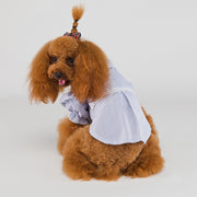 ペットウェア シャツ 犬服 猫服 洋服 ドッグウェア キャットウェア 前ボタン 襟付き リボン 袖あり パフスリーブ フリル ストライプ柄 カジュアル おしゃれ かわいい お散歩 お出かけ 普段使い ペット服 犬の服 ペット用品