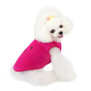 ドッグウェア ベスト 袖なし 前開き 犬の服 犬服 ペットウェア ペット用品 ペットグッズ 裏ボア Dカン付き 小型犬 刺繍入り シンプル かわいい お散歩 防寒