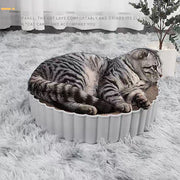 ペット用爪とぎ ベッド カドラー 猫 ねこ 犬 いぬ ペット ラウンド 丸型 円形 シンプル かわいい 小型犬 室内 青 白 ピンク グレー