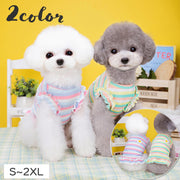 ドッグウェア ペットウェア 犬用 猫用 トップス ノースリーブ プルオーバー リブ フリル ひらひら ボーダー アップリケ 花 フラワー かわいい おしゃれ