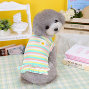ドッグウェア ペットウェア 犬用 猫用 トップス ノースリーブ プルオーバー リブ フリル ひらひら ボーダー アップリケ 花 フラワー かわいい おしゃれ