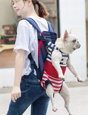 キャリーバッグ おんぶ紐タイプ  抱っこひも リュック ペットキャリー ペット用 小型犬 犬 イヌ 猫 ネコ 便利 シンプル 無地 ボーダー メッシュ 通気性 トリコロール かわいい おしゃれ ペットグッズ ペット用品 キャンバス地 フック ファスナー ゴム入り 長さ調節 ドッグ キャット レッド 赤 グリーン 緑 ブルー グレー 青 おでかけ おさんぽ お散歩 旅行