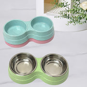 ペット用食器 フードボウル ステンレス製 ダブルボウル 2個 犬用 猫用 イヌ ネコ ペット用品 お食事グッズ お皿 えさ入れ 水入れ 水受け かわいい シンプル 便利