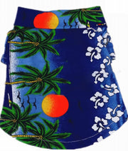 ドッグウェア アロハシャツ 犬服 犬用 犬 ドッグ ペット用品 カラフル 花柄 ハイビスカス ヤシの木 夕日 夏 ブルー ホワイト イエロー お出かけ お散歩