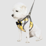 ハーネス リード ２点セット 犬用 猫用 小型犬 ペットウェア ドッグウェア ペット用品 メッシュ ベスト チェック リボン 蝶ネクタイ 鈴 お出かけ お散歩 かわいい おしゃれ