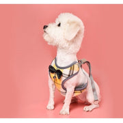 ハーネス リード ２点セット 犬用 猫用 小型犬 ペットウェア ドッグウェア ペット用品 メッシュ ベスト チェック リボン 蝶ネクタイ 鈴 お出かけ お散歩 かわいい おしゃれ