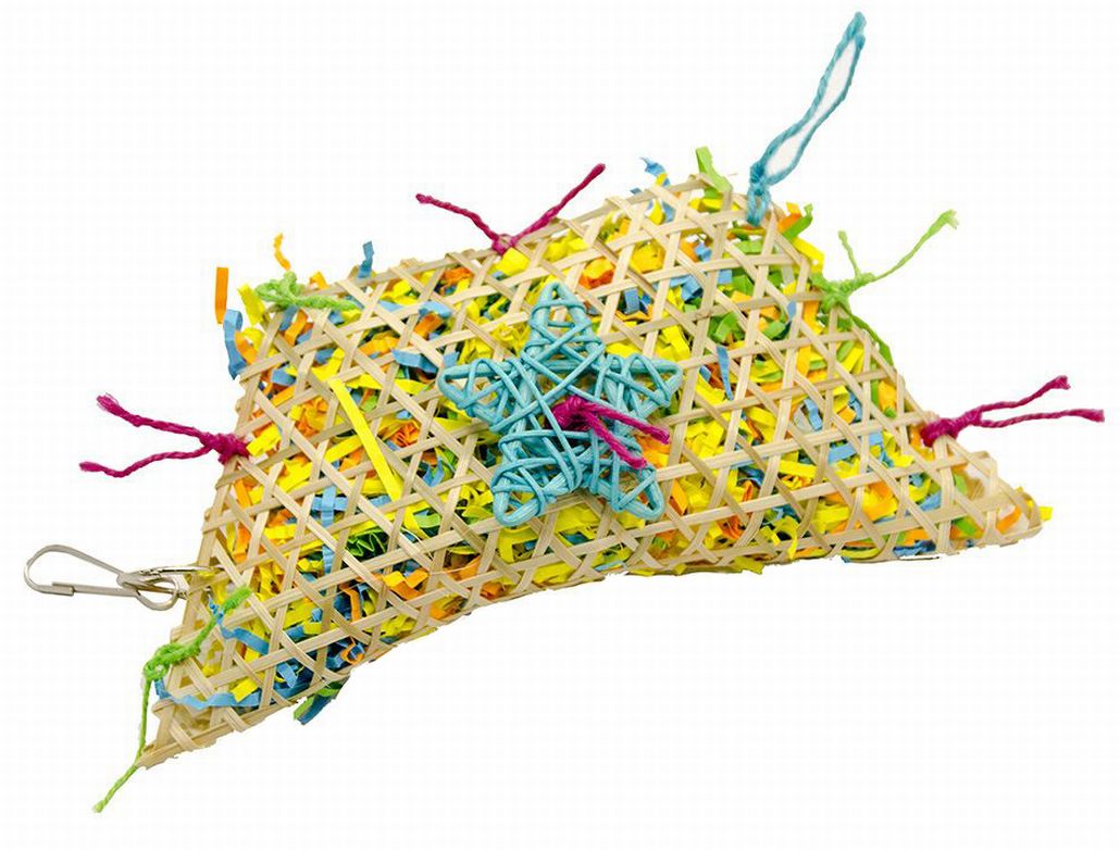 おもちゃ 鳥 オウム 鳥のおもちゃ オウムの玩具 竹編み 草編み 木製 柔らかい フック式 吊り下げ式 柔軟性 カラフル 鮮やか 噛む つつく 咀嚼 ストレス解消 退屈解消 暇つぶし ケージ内 刺激物 鳥類 小ペット玩具