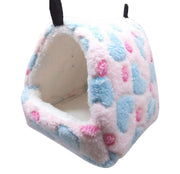 小動物用ハウス ハンモック 小型ペット用 寝具 寝床 寝袋 ベッド もこもこ ボア フリース あったか 暖か ハムスター ハリネズミ モルモット マウス ラット チンチラ デグー おしゃれ かわいい 吊り下げ金具付き 隠れ家 遊び場 写真撮影 映え ペット用品