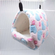 小動物用ハウス ハンモック 小型ペット用 寝具 寝床 寝袋 ベッド もこもこ ボア フリース あったか 暖か ハムスター おしゃれ かわいい 吊り下げ金具付き 隠れ家 遊び場 写真撮影 映え ペット用品