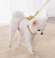 ハーネス リード 2点セット 犬用 ペットグッズ 胴輪 散歩紐 牽引紐 平紐 ワンタッチバックル 無地 星 スター 英字 ロゴ リュック カバン付き 長さ調節可能 犬用品 犬グッズ 小型犬 中型犬 ドッグ イヌ ネコ 猫 おしゃれ おでかけ お散歩 外遊び アウトドア 公園 外出 S M ピンク ブルー 青 イエロー 黄 グレー 灰 DOG わんちゃん