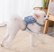 ハーネス リード 2点セット 犬用 ペットグッズ 胴輪 散歩紐 牽引紐 平紐 ワンタッチバックル 無地 星 スター 英字 ロゴ リュック カバン付き 長さ調節可能 犬用品 犬グッズ 小型犬 中型犬 ドッグ イヌ ネコ 猫 おしゃれ おでかけ お散歩 外遊び アウトドア 公園 外出 S M ピンク ブルー 青 イエロー 黄 グレー 灰 DOG わんちゃん
