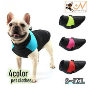 ドッグウェア ペットウェア 中綿入りベスト 犬用洋服 背中開き ファスナー シンプル おしゃれ バイカラー 防寒 暖かい お散歩 袖なし ポカポカ ジップアップ 小型犬 中型犬 Dカン付き スポーティー